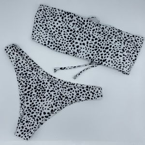 polka dot bandeau bikini set